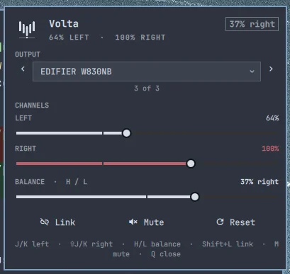 Omarchy Volta balance panel